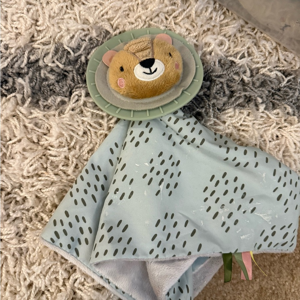 Plush Animal lion Security Blanket - Green